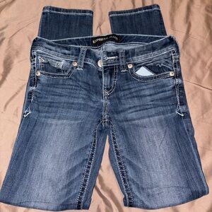 Express Women's Dark Blue Low Rise Skinny Jeans